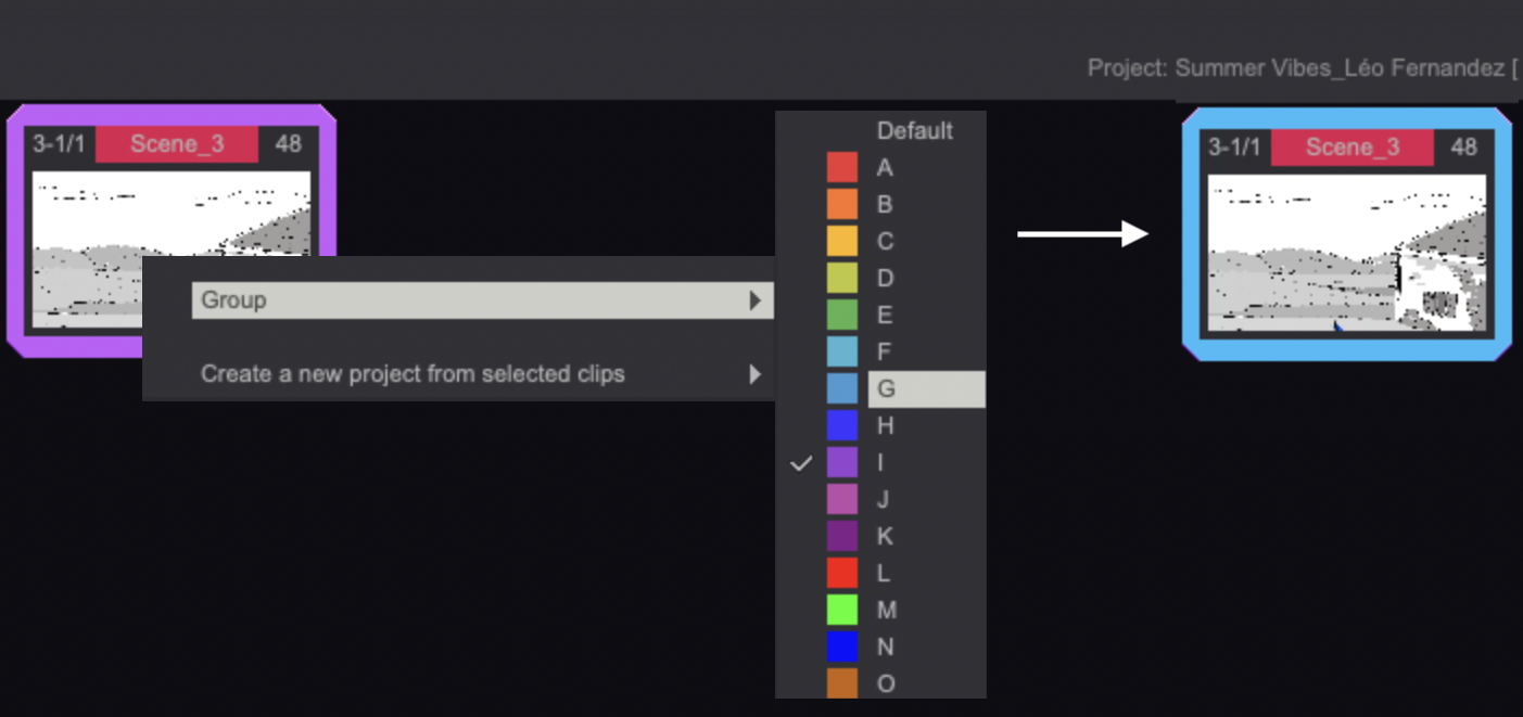 Assigning a Color Group to a Clip