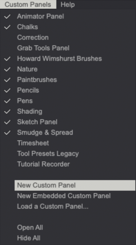 Custom Panel menu