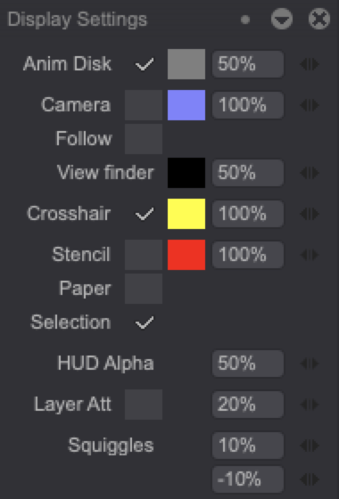 Display settings window