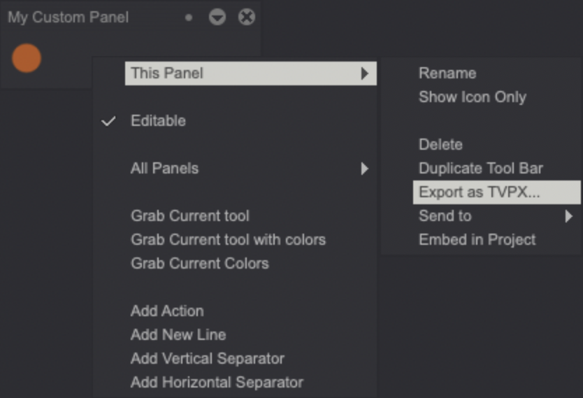 Exporting a Custom Panel