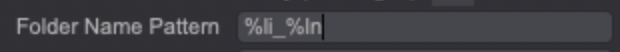 An example of a folder name pattern setting