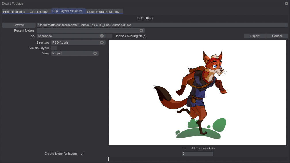The Layers Structure tab layout