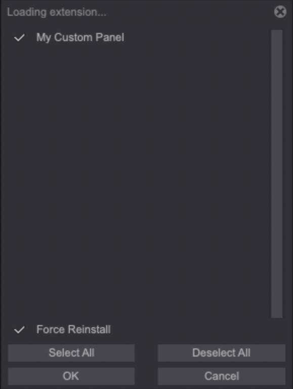 Loading Panel window