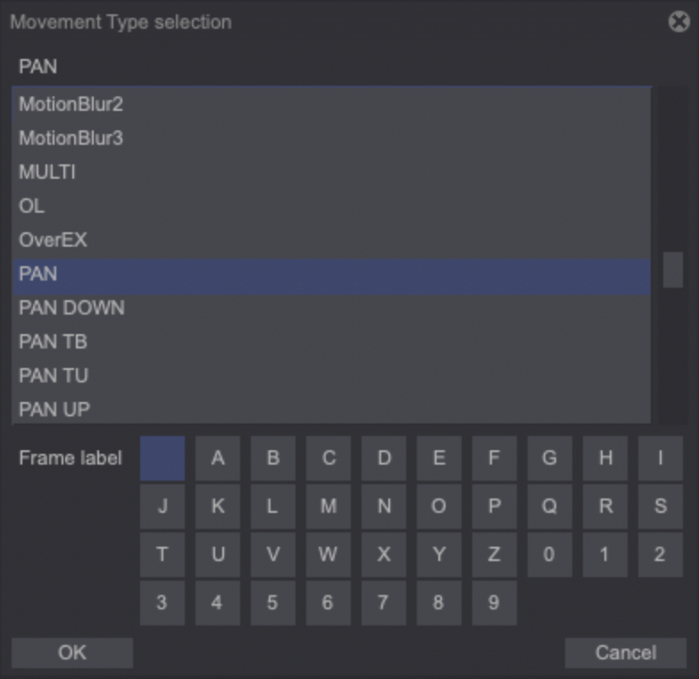 The Movement Type Panel