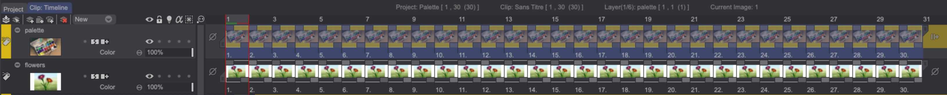 Palette selection