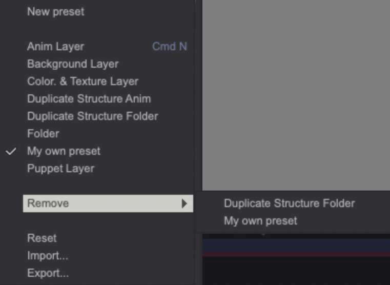 Remove menu