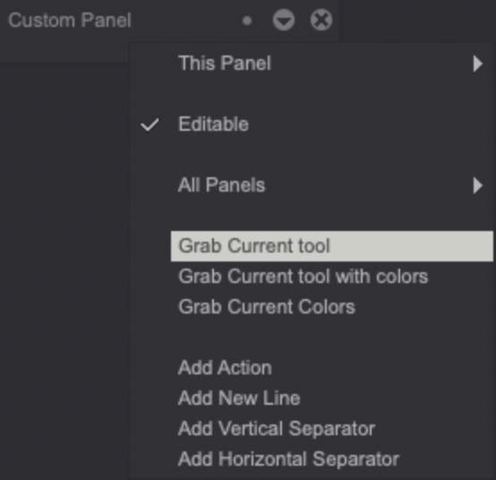 Right click Custom Panel menu