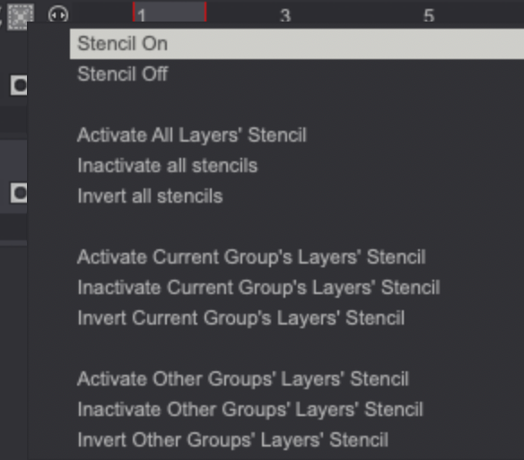 Stencil menu options