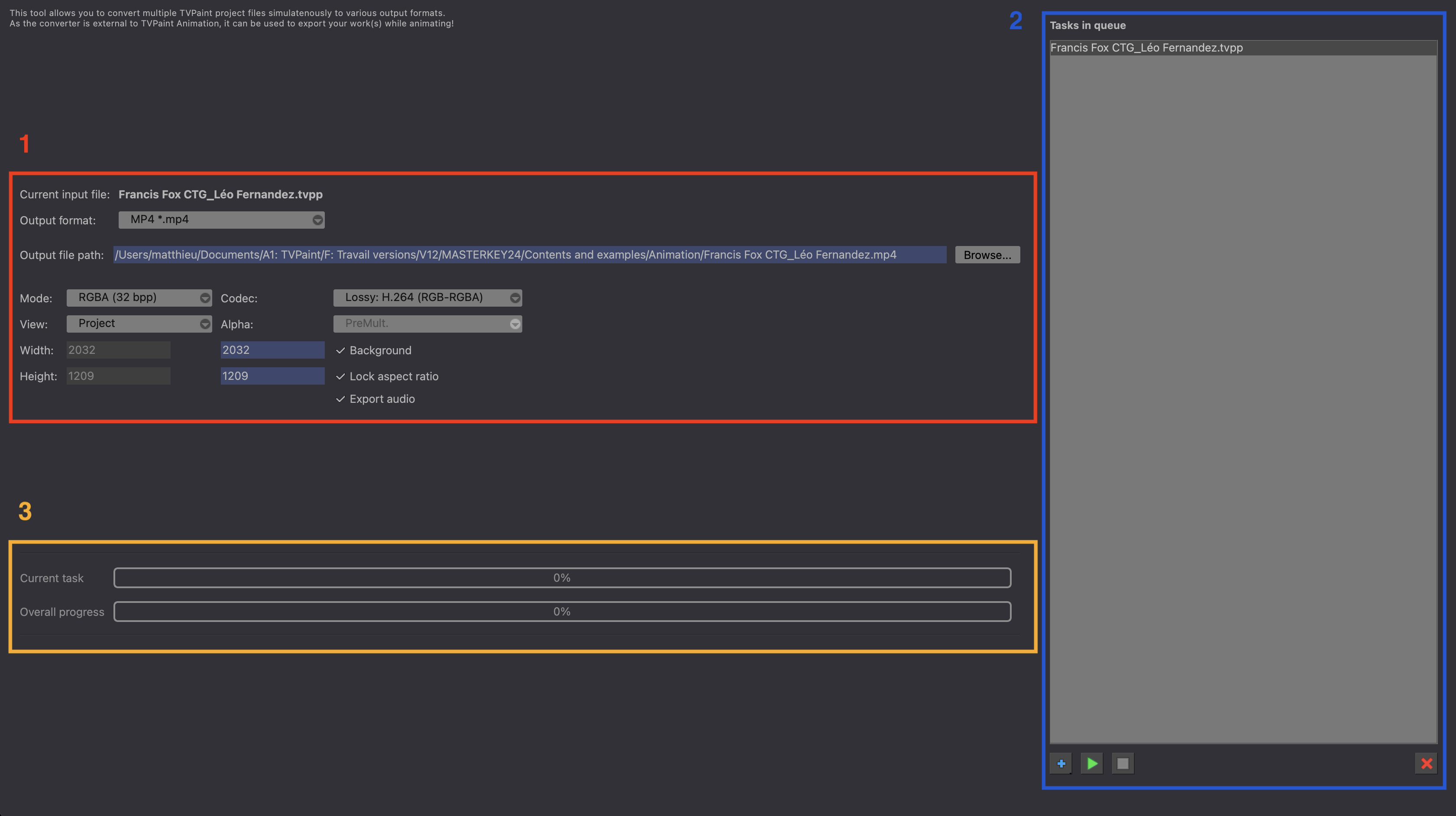 The TVPaint Converter interface