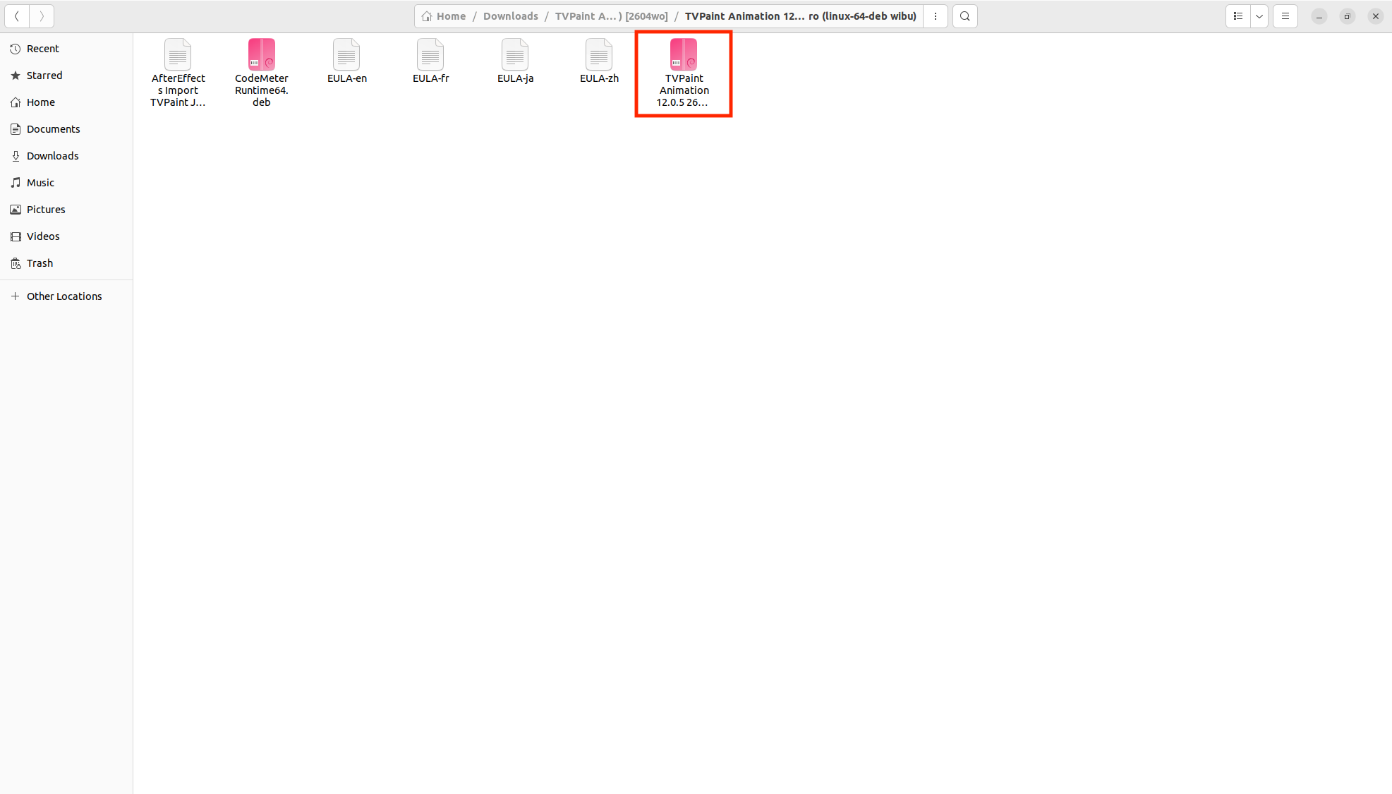 TVPaint 12 linux installation folder