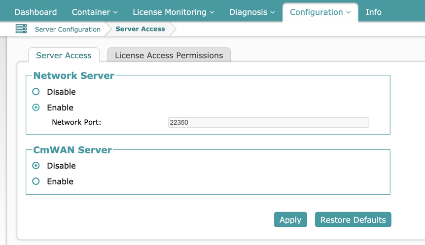 Webadmin's network server option turned on