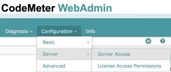 Webadmin's server access page