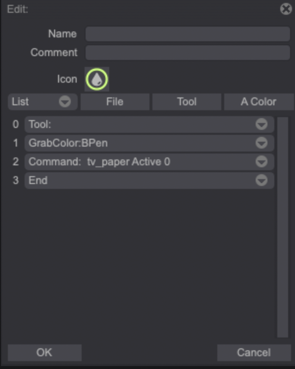 An example of added actions