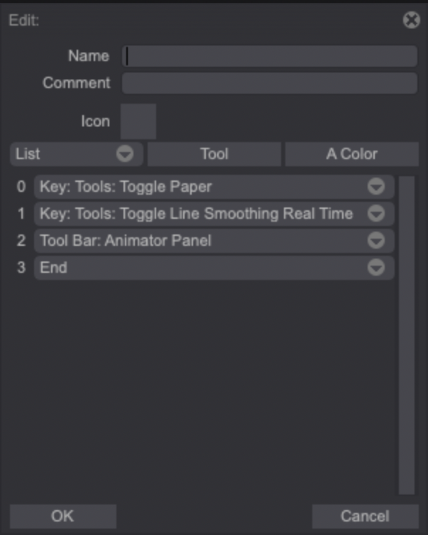 An example of added actions