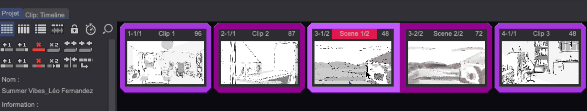 Adding Clips to Scenes