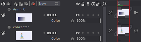 Two layers in the stack and timeline