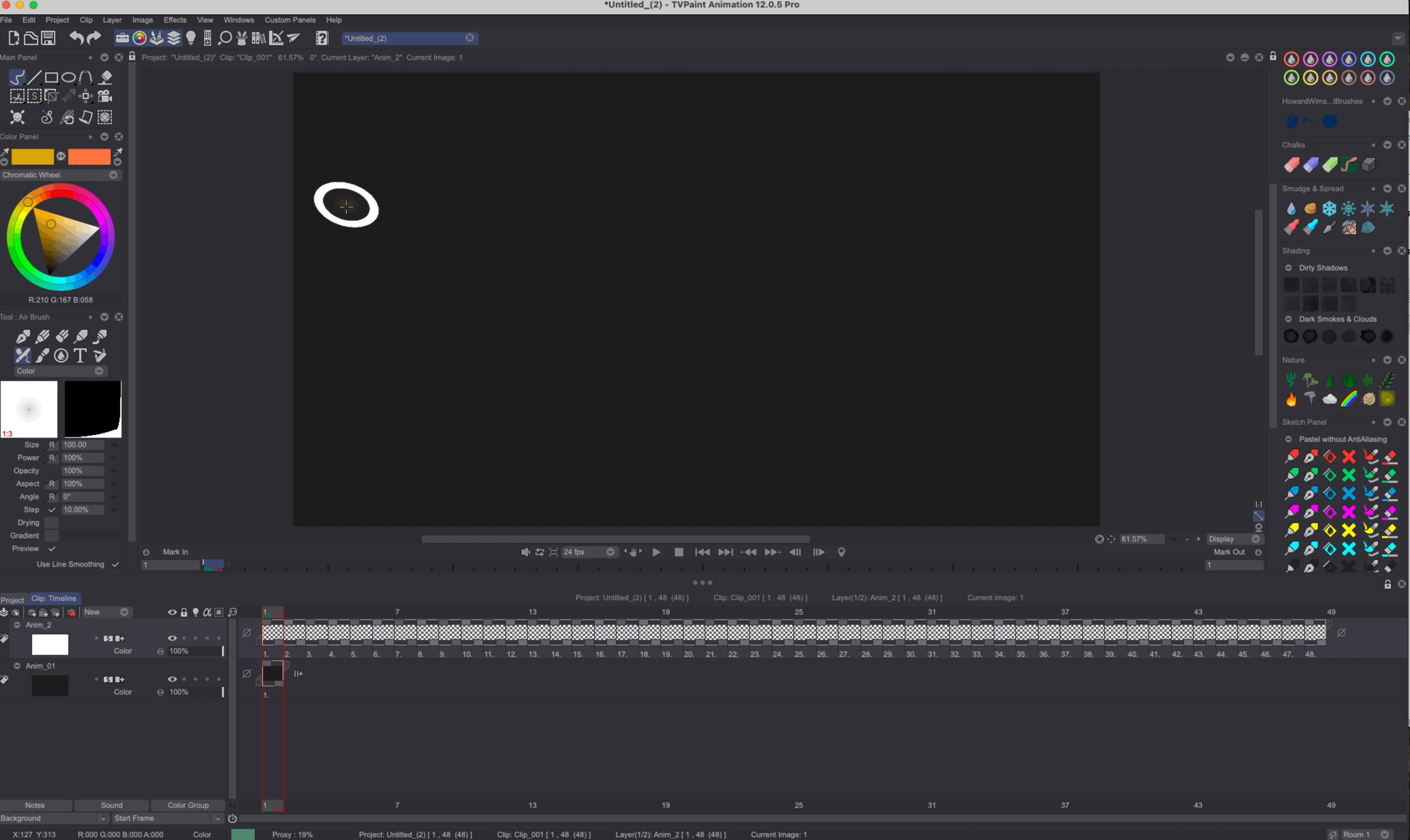 The Animated Strokes feature in use