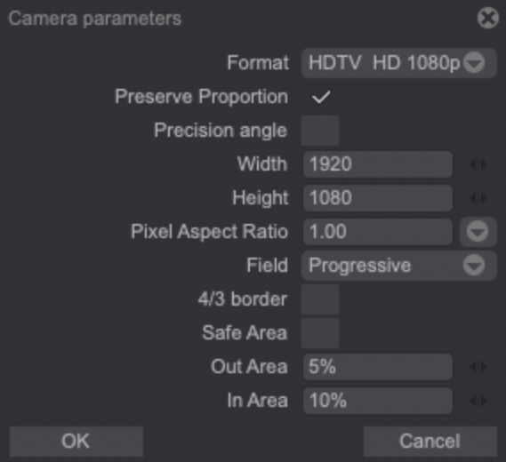 Camera Parameters panel