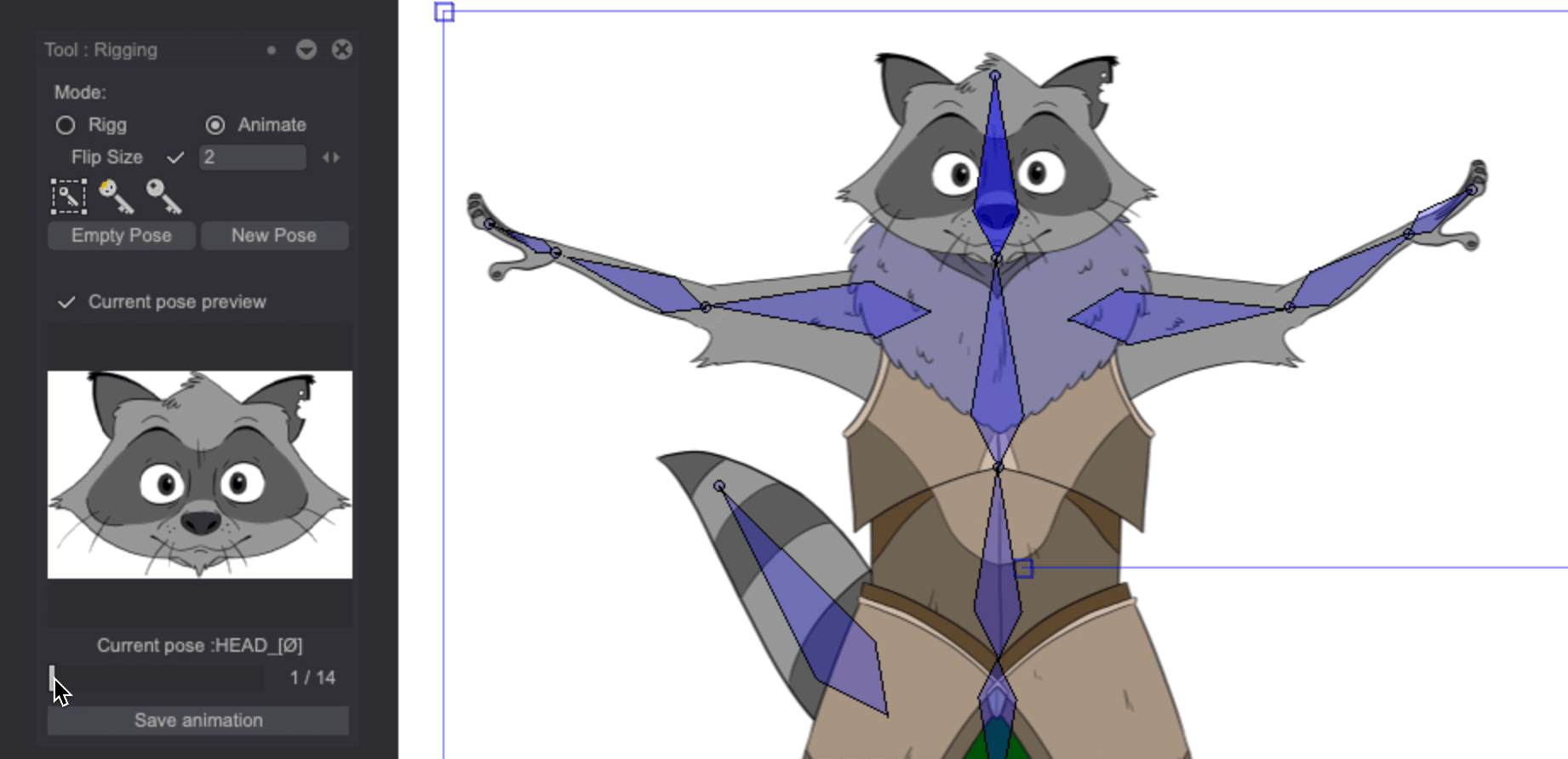 Changing a pose through the slider