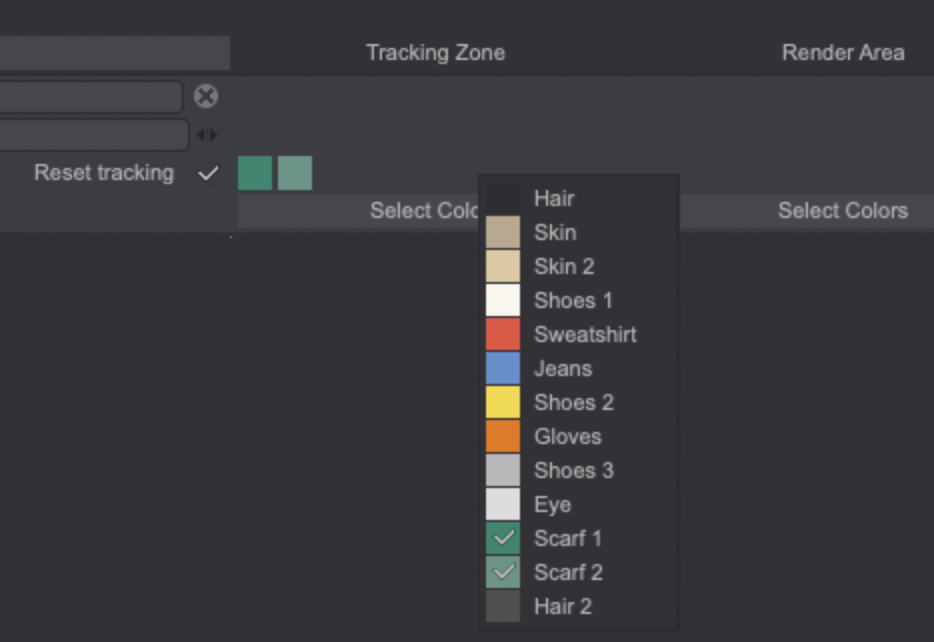 Selecting the Tracking Zone colors