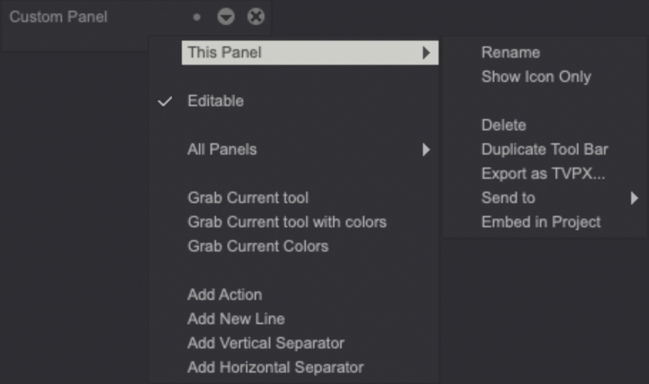 Newly created Custom Panel