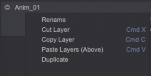 Cut, Copy, Paste contextual menu