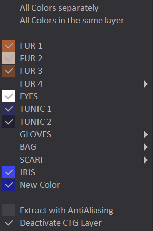 Extract Colors menu