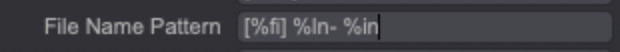 An example of a file name pattern setting