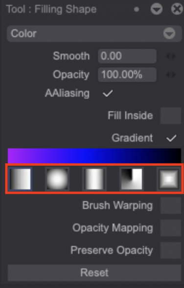 Gradient types selection