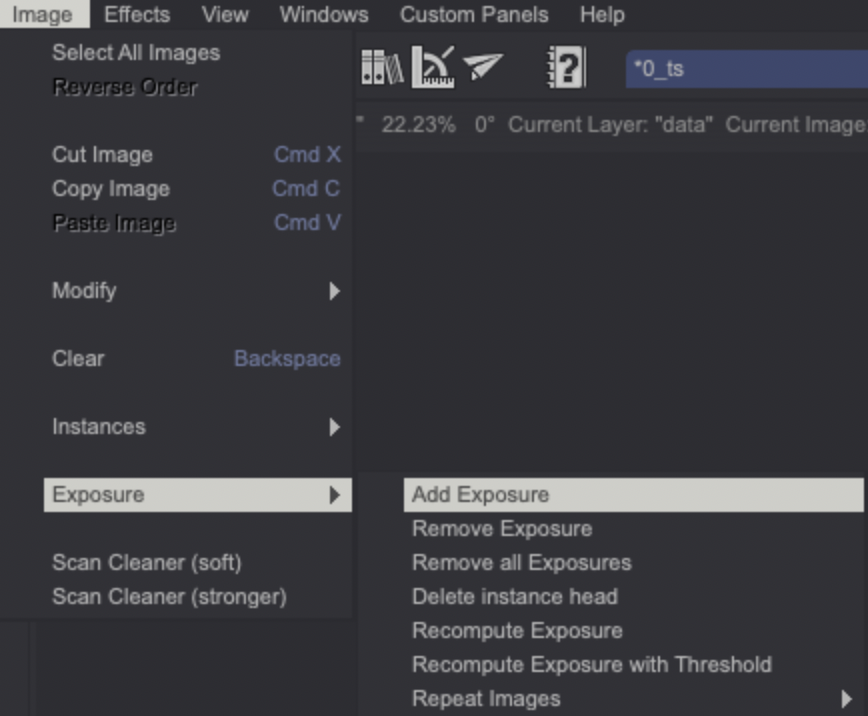 The Image > Exposure menu