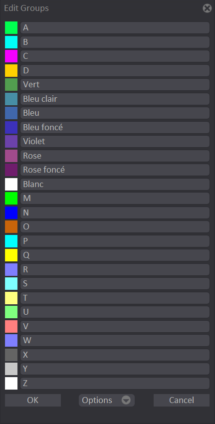Color names changed