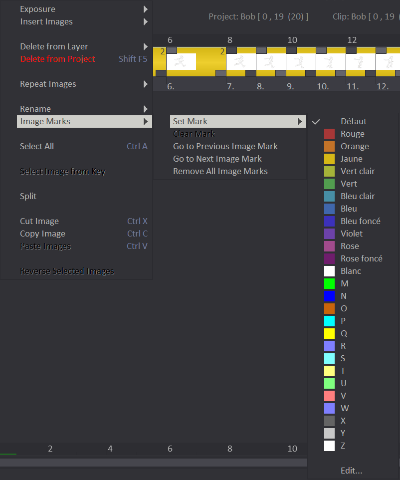 Image Marks Timeline menu