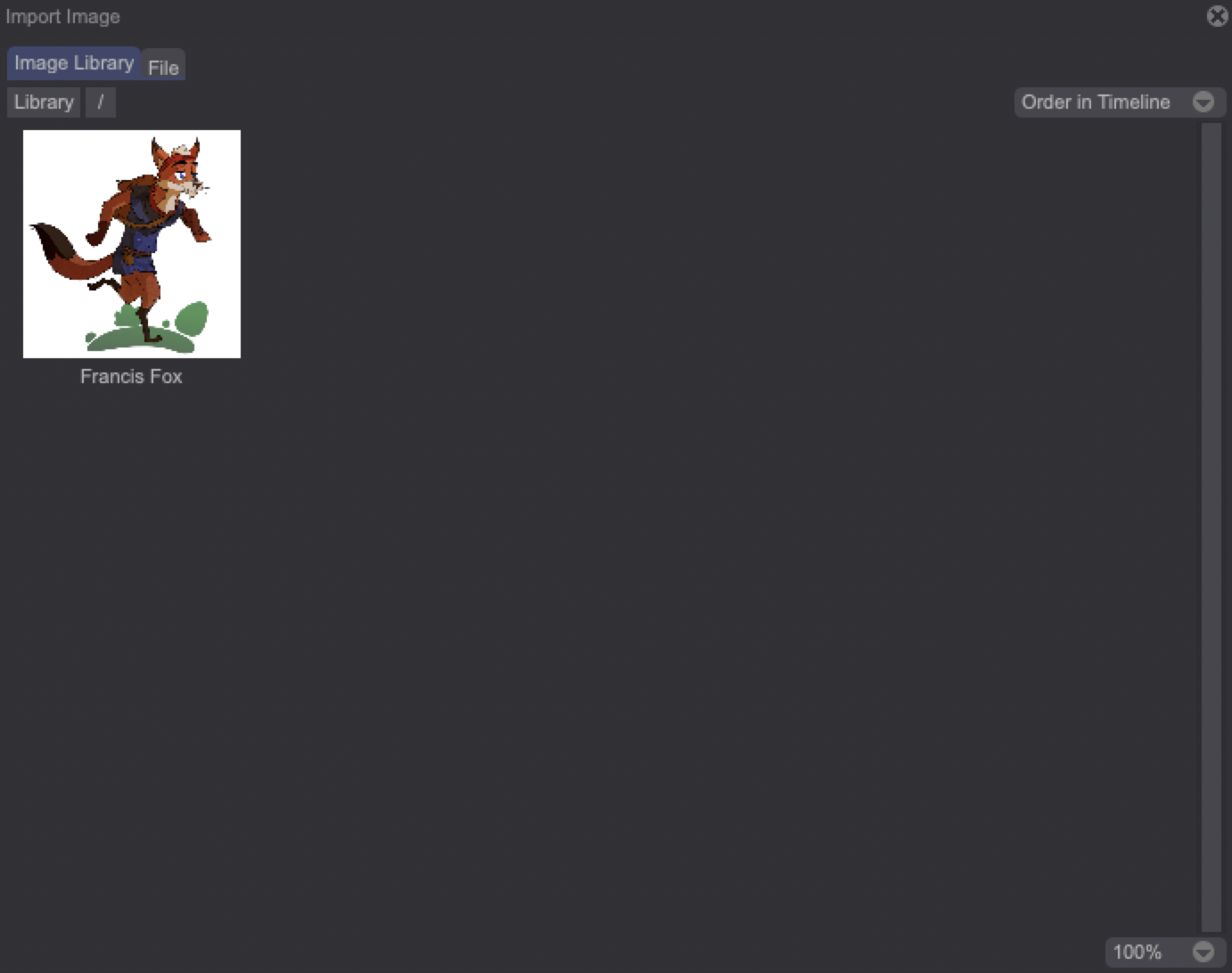 Importing an image from the Library