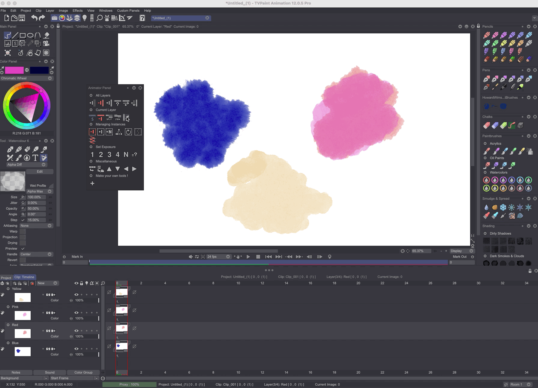 The Animator Panel's Picker in use