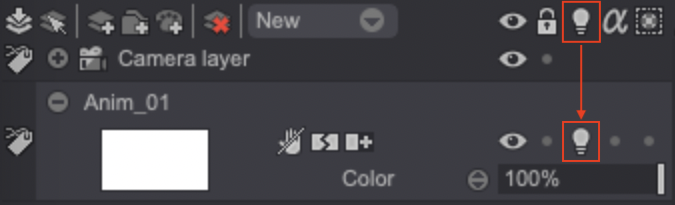 Light Table icon in the Layer Stack