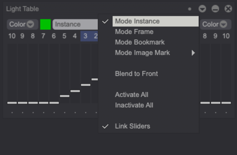 Light Table instance drop down menu