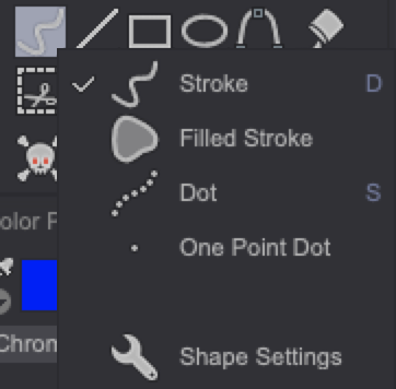 TVPaint Main Panel sub options