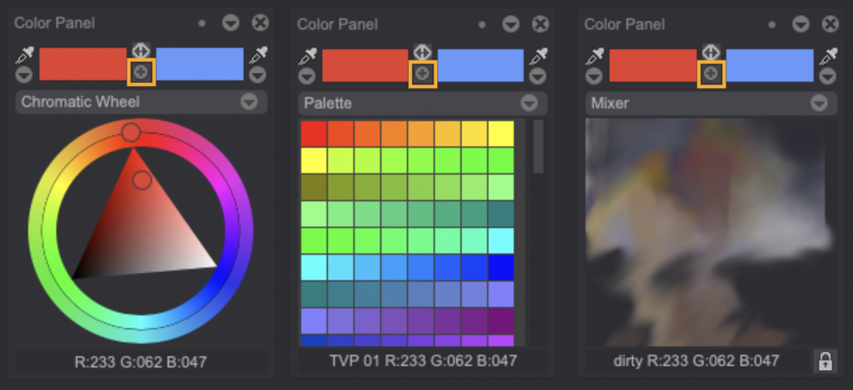Mulitple Color Panels opened
