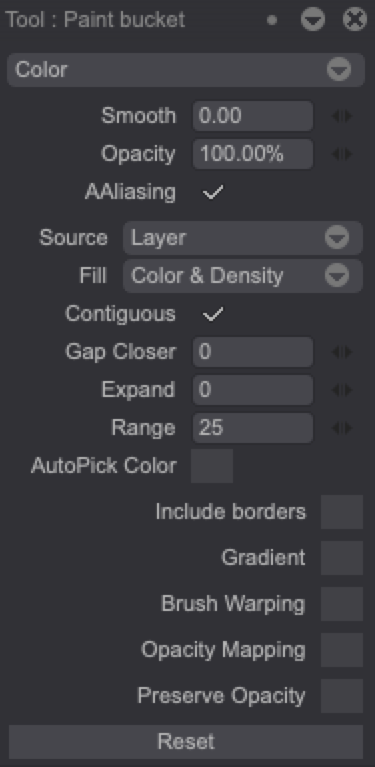 Paint bucket settings