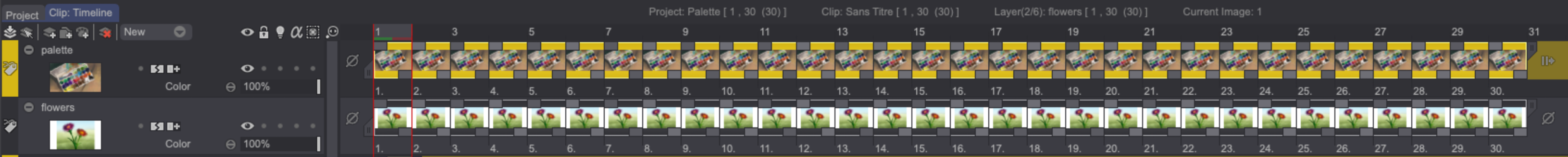 Palette and Flowers Layers