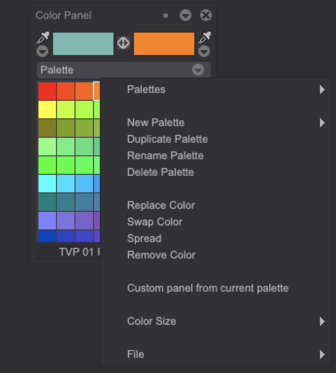 Palette mode options