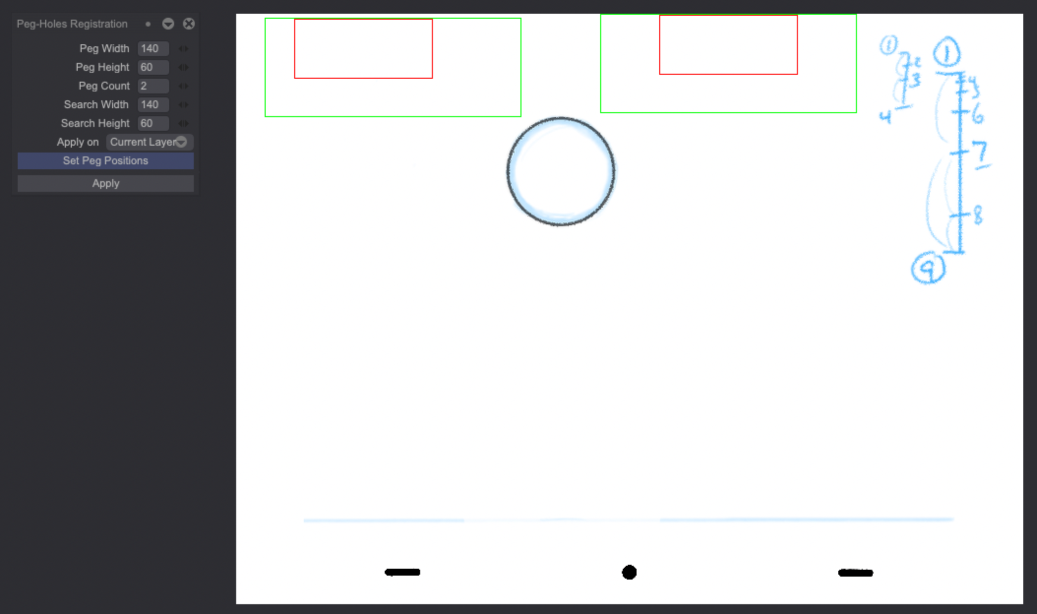 Setting the peg detector's position