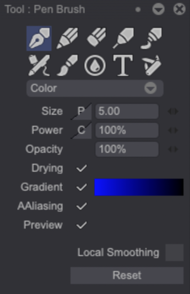 Pen Brush settings