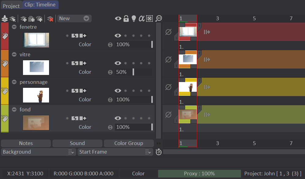Color group icon on the Layer Stack