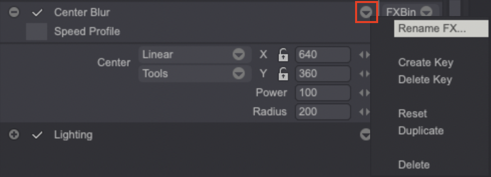 Reset and rename FX