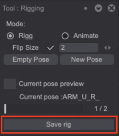 Save Rig button