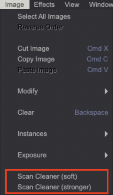 Scan Cleaner Menu