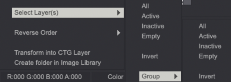 The Select Layers contextual menu