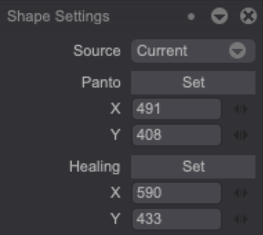 Shape settings window