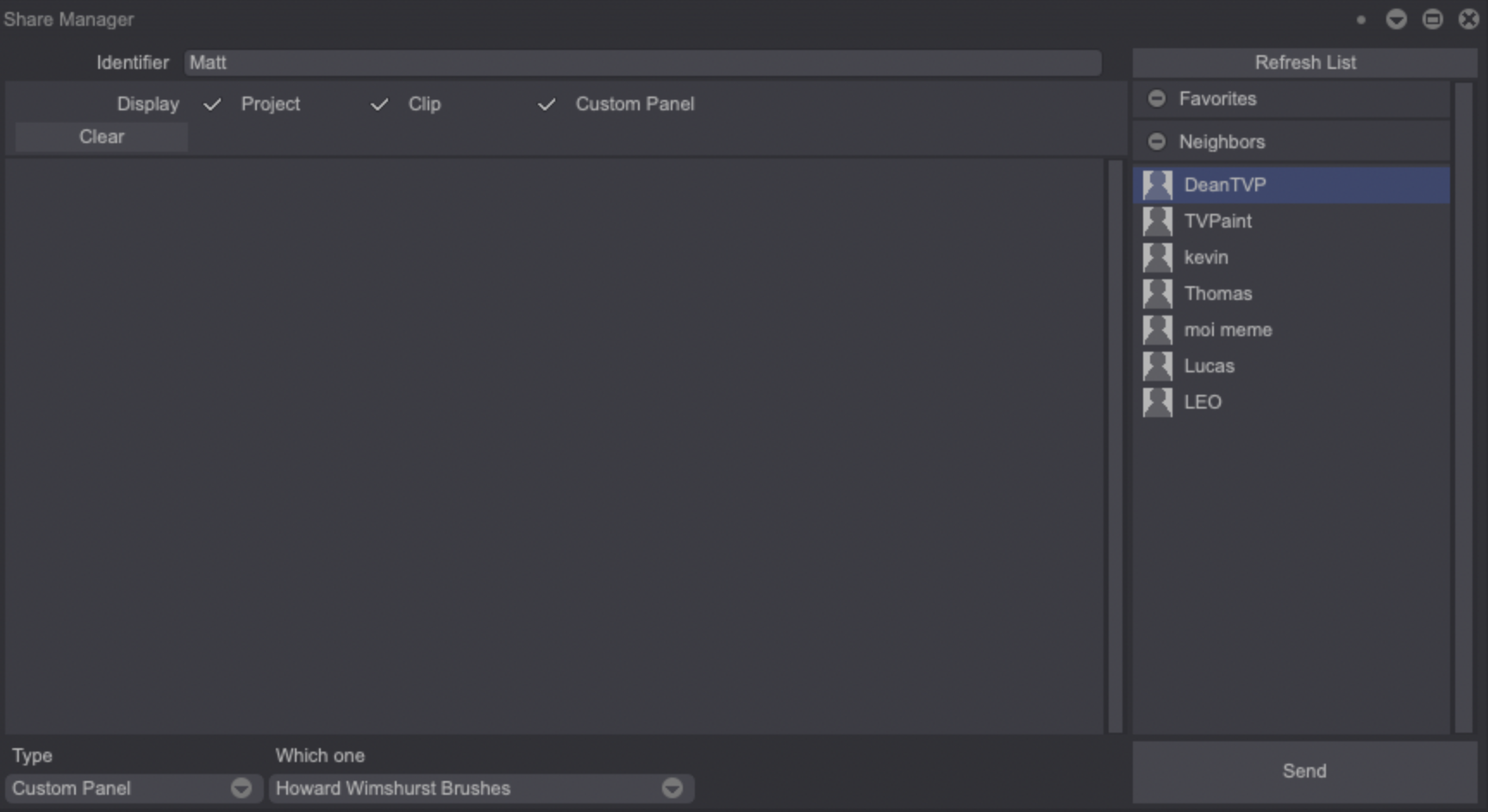 The Share Manager Panel